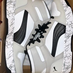 New Puma Hightop Shors. Black and White. Cool Speckled Sole. NWOT have Box. 8.5